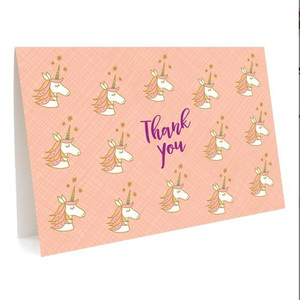 Pink unicorn thank you card box set‎